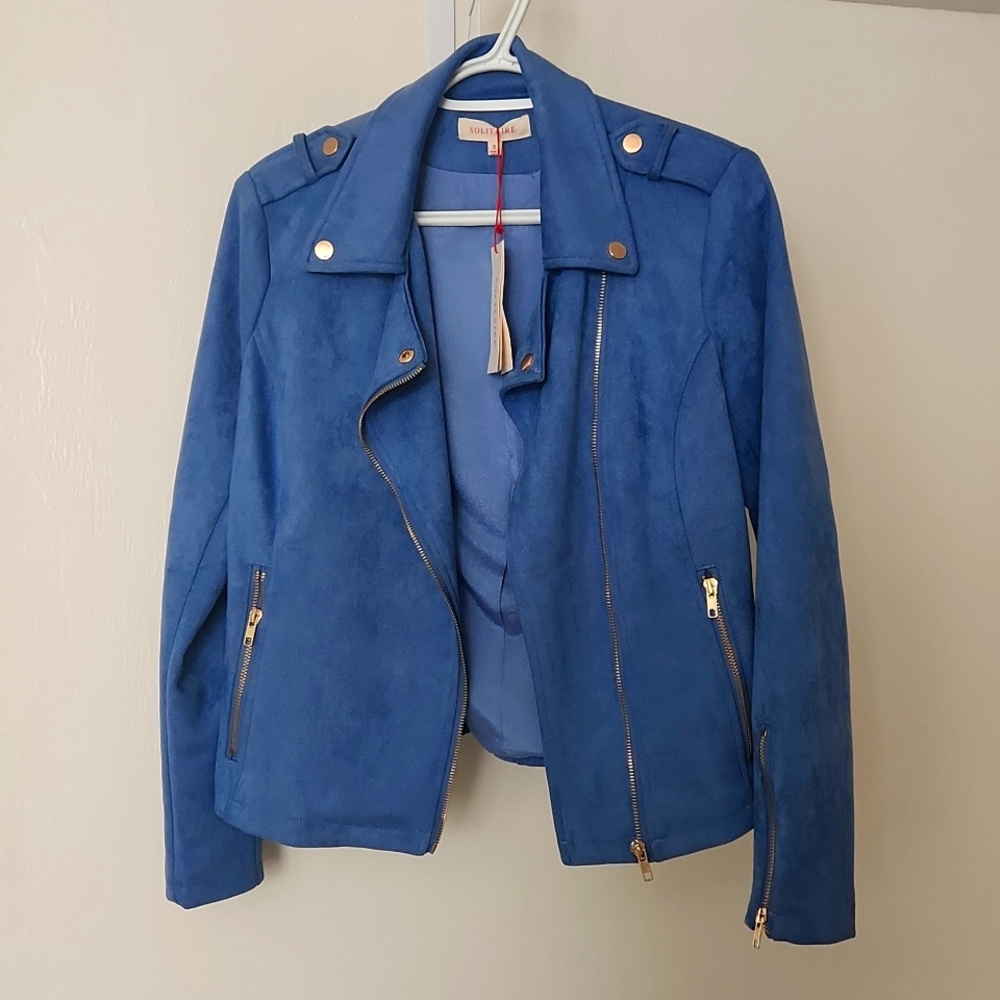Faux suede moto jacket NWT